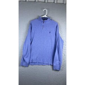 Polo Ralph Lauren Sweater Mens Large Blue Estate Rib Quarter Zip Knit Pullover